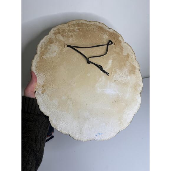 Antique Victorian Lady Sculpture Bust Hanging Oval Chalkware Frame, Baroque - Picture 8 of 8